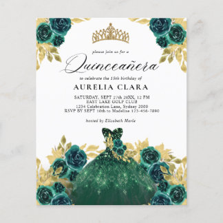 BUDGET Glam Grünes Kleid Floral 15. Quinceañera