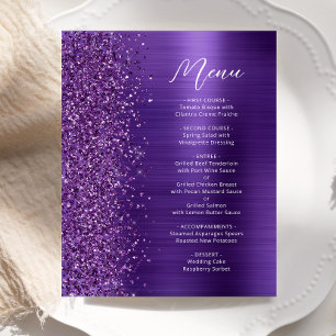 Budget Glam Lila Glitzer Skript Hochzeitsmenü
