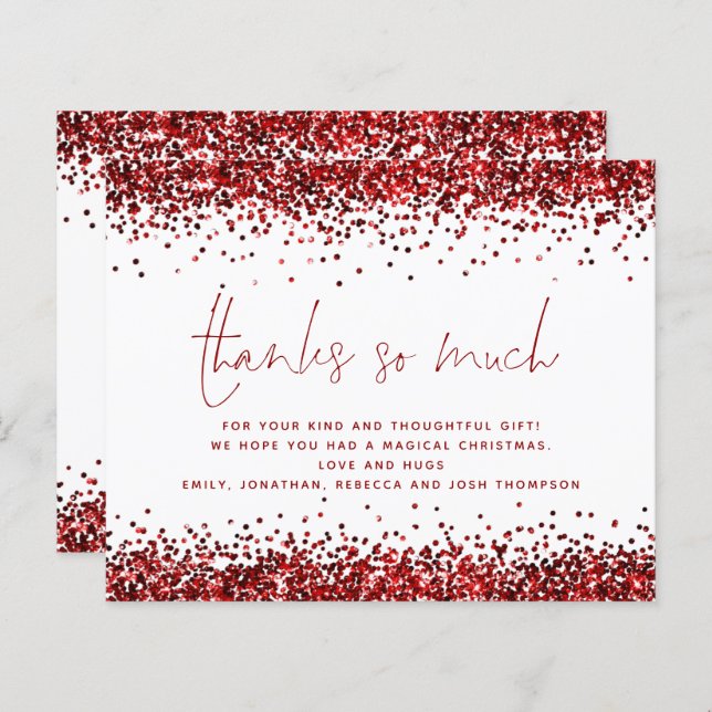 Budget Glam Red Glitzer Weihnachten Vielen Dank (Vorne/Hinten)