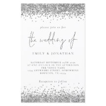 Budget Glam Silver Glitzer Einladung Hochzeit