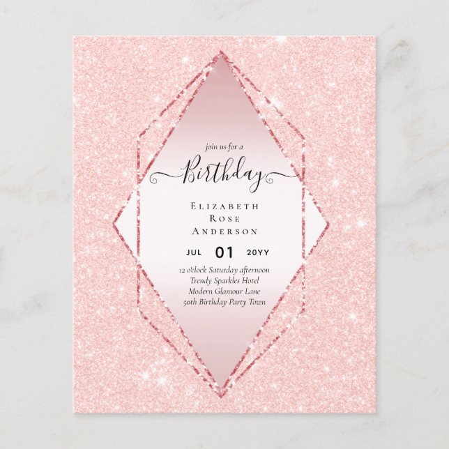 BUDGET Glitter Glam Foil Pretty Girly Any Age Flyer (Vorne)