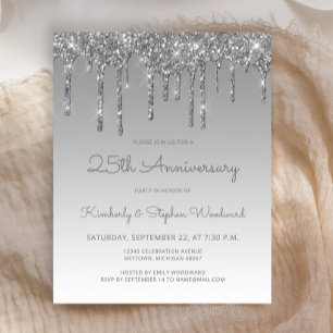 Budget Glitter Silber 25. Jubiläums-Einladung
