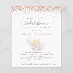 Budget Glitzer Champagne Bridal Dusche Einladung