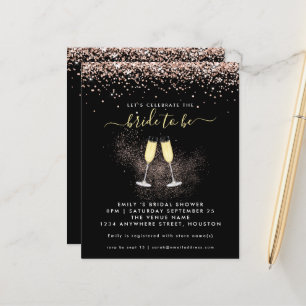 Budget Glitzer Champagne Bridal Dusche Einladung