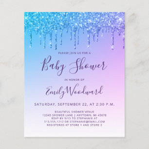 Budget Glitzer Tropfen Rainbow Baby Dusche Einladu