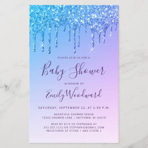 Budget Glitzer Tropfen Rainbow Baby Shower Einladu