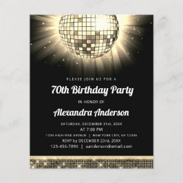 Budget Gold 70. Geburtstagsparty 70's Disco Ball Flyer