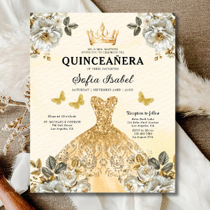 Budget Gold Bilingual Spanish Quinceanera Flyer