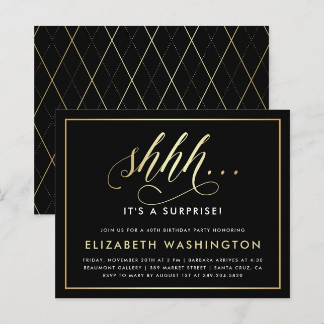 Budget Gold & Black Überraschung Geburtstagsparty (Vorne/Hinten)