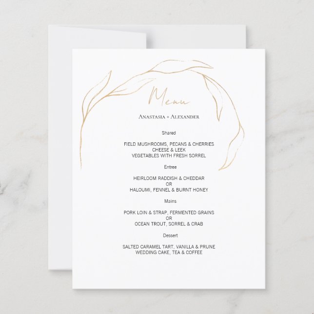 Budget Gold Bloral WEDDING MENU. (Vorderseite)