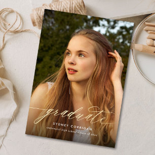 Budget Gold Calligraphy Abschluss Foto Einladung