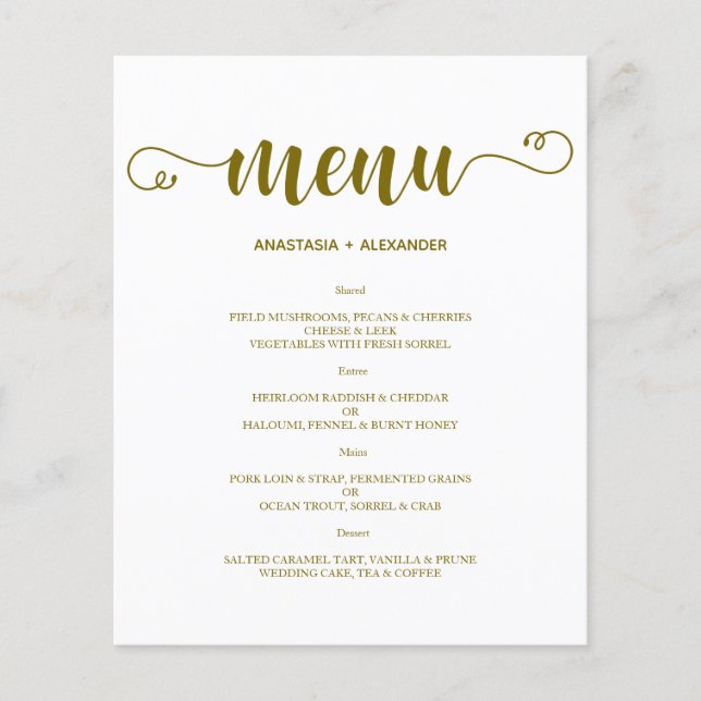 Budget Gold Classic WEDDING MENU. Flyer (Vorne)