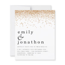 Budget Gold Confetti Glitzer Hochzeit Einladung