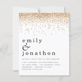 Budget Gold Confetti Glitzer Hochzeit Einladung