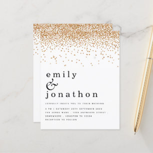Budget Gold Confetti Glitzer Hochzeit Einladung