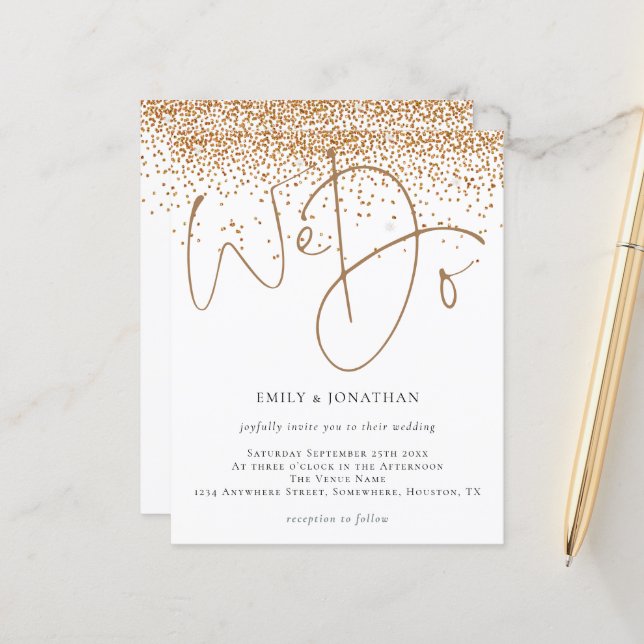 Budget Gold Confetti Glitzer Wir machen Hochzeit E (Vorderseite/Rückseite Beispiel)