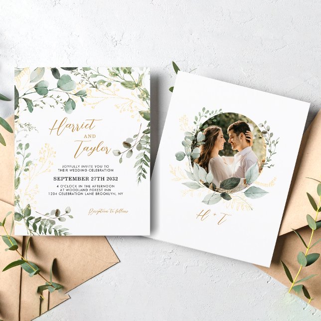 BUDGET Gold Eucalyptus Photo Monogram Wedding  (Von Creator hochgeladen)