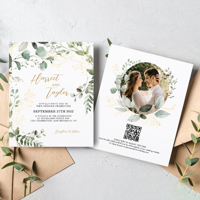 BUDGET Gold Eukalyptus Foto QR Code Hochzeit  (Von Creator hochgeladen)