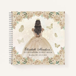 Budget Gold Floral Princess Quinceañera Guestbook Notizbuch