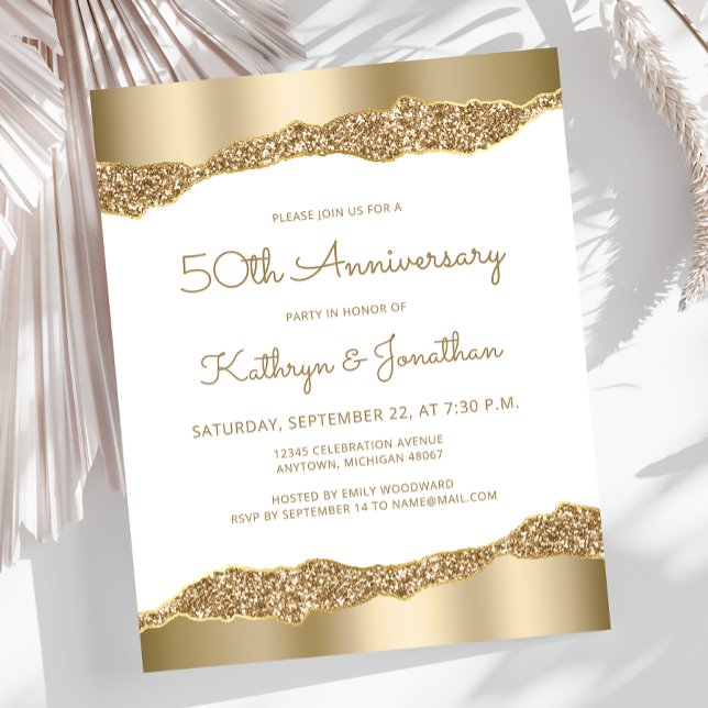 Budget Gold Foil Glitter 50th Anniversary Invite (Von Creator hochgeladen)