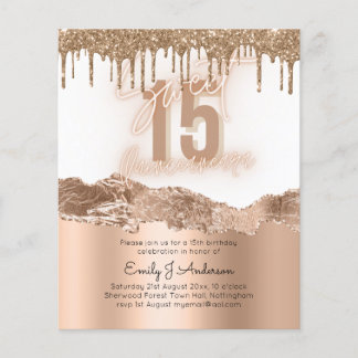 Budget Gold Foil Glitzer Quinceanera 15. Flyer