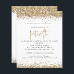 Budget Gold Glitzer 40 Party Einladung<br><div class="desc">Gold Glitzer Vierzigste Party Einladung. Eine preisgünstige SMALLER 4.5" x 5.6" Alternative. Erhältlich in einem SEMI GLOSS 110lb CARD STOCK oder einem SATIN FINISH 80lb THINNER PAPIERSTOCK. Umschläge sind optional. Elegante goldene Imitate Glitzer Konfetti Ränder sind oben und unten und auch auf der Rückseite. Vierzig ist Set in einem modernen...</div>