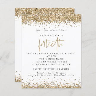 Budget Gold Glitzer 40 Party Einladung