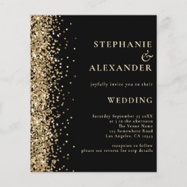 Budget Gold Glitzer Black QR Code Einladung Hochze