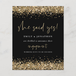 Budget Gold Glitzer Black Sie sagte ja Verlobung