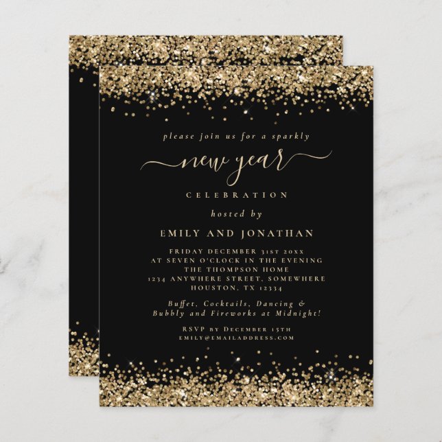 Budget Gold Glitzer Black Silvester Party (Vorne/Hinten)