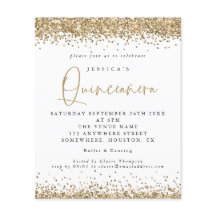 Budget Gold Glitzer Border Quinceanera Einladung