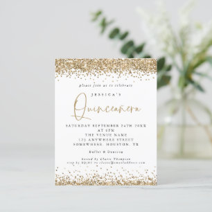 Budget Gold Glitzer Border Quinceanera Einladung