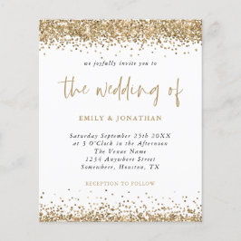 Budget Gold Glitzer Confetti Hochzeit Einladung