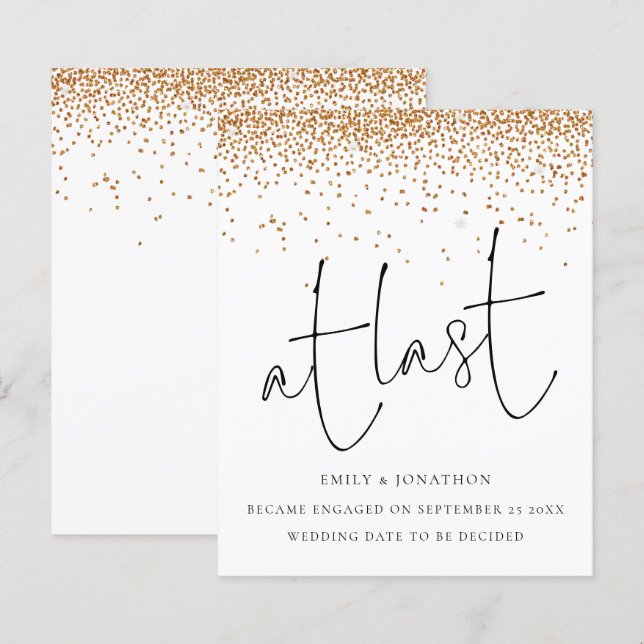 Budget Gold Glitzer Confetti letzte Verlobung (Vorne/Hinten)