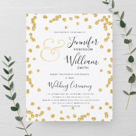 Budget Gold Glitzer Confetti Wedding Einladung