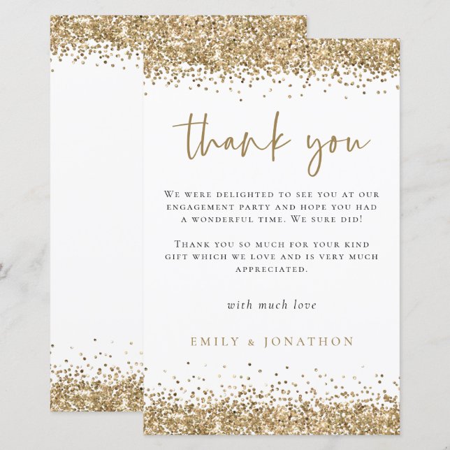 Budget Gold Glitzer Engagement Party Vielen Dank (Vorne/Hinten)
