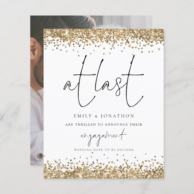 Budget Gold Glitzer Foto bei letzter Verlobung (Vorne/Hinten)