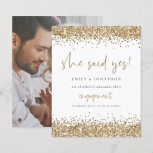 Budget Gold Glitzer Foto Sie sagte ja Verlobung