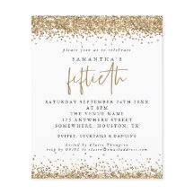Budget Gold Glitzer Fünfzigste Party Einladung
