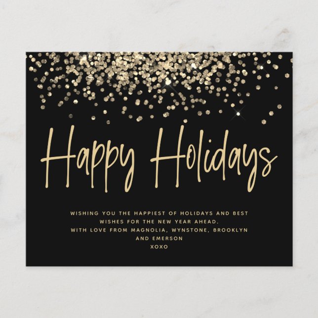 BUDGET Gold Glitzer Happy Holidays Card (Vorderseite)
