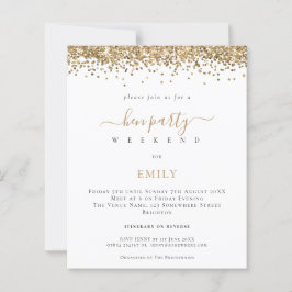 Budget Gold Glitzer Hen Weekend Einladung