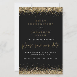 Budget Gold Glitzer Hochzeit Save the Date Schwarz