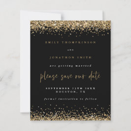 Budget Gold Glitzer Hochzeit Save the Date Schwarz