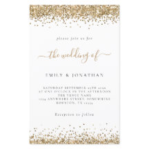 Budget Gold Glitzer Hochzeit Weiße Einladung