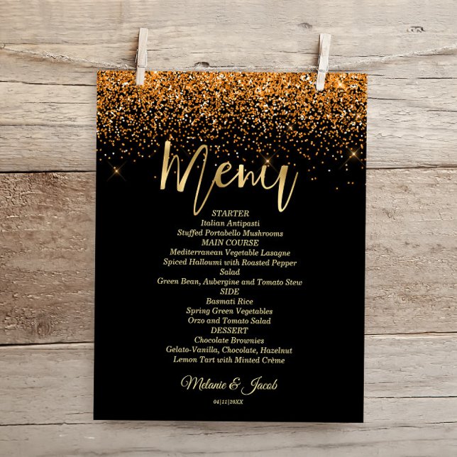 Budget Gold Glitzer Luxus Flat Menu Card (Von Creator hochgeladen)