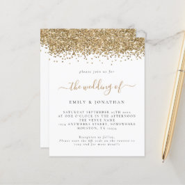 Budget Gold Glitzer QR Code Einladung Hochzeitsfei