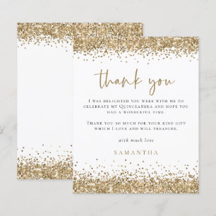 Budget Gold Glitzer Quinceañera Party Vielen Dank