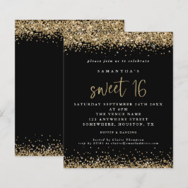 Budget Gold Glitzer Sweet 16 Black Birthday