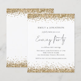 BUDGET Gold Glitzer Wedding Abend Einladung