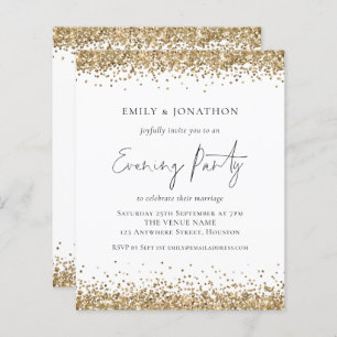 BUDGET Gold Glitzer Wedding Abend Einladung